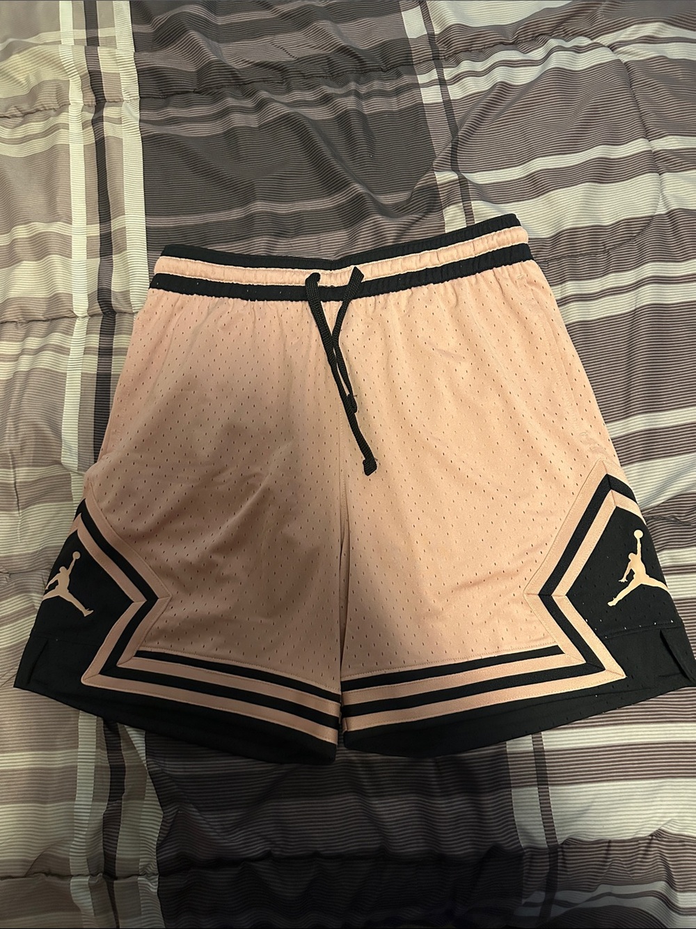 Jordan Peach and Black Retro Mesh Basketball Shorts